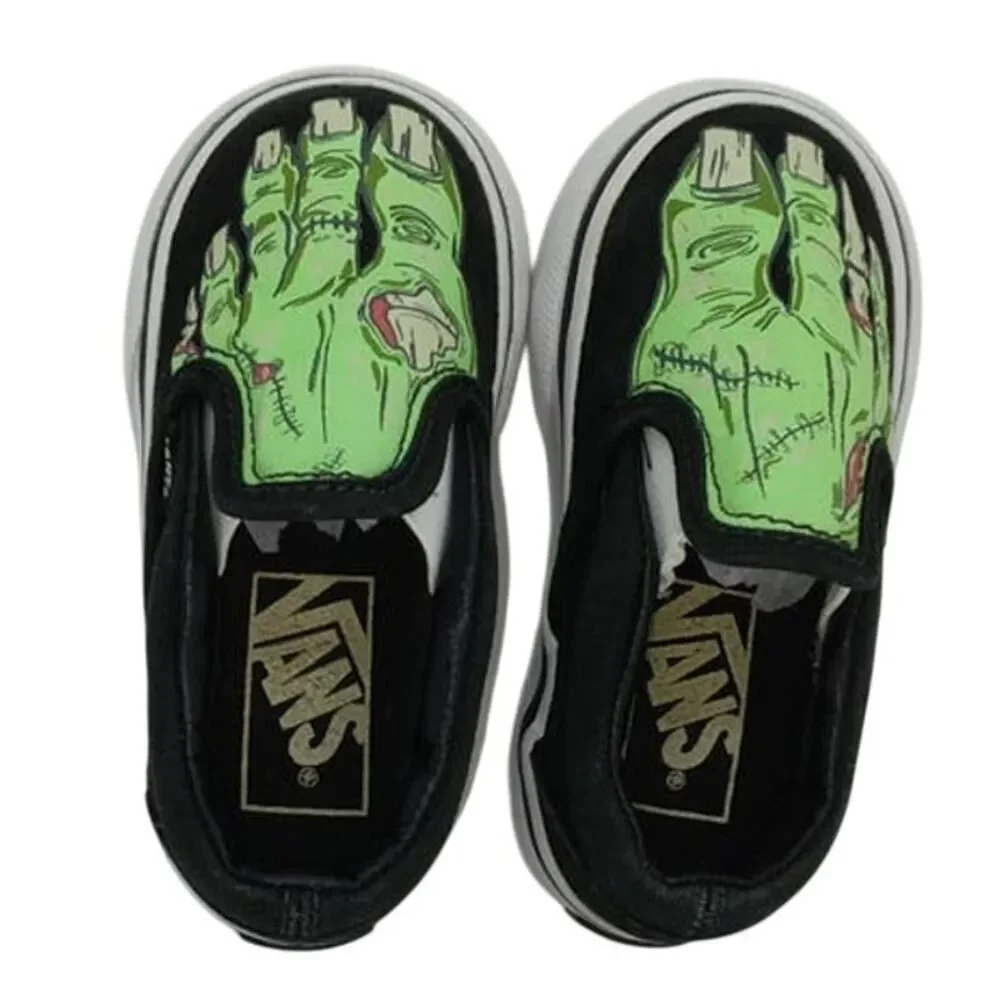 VANS MONSTER FEET Rare Toddlers Black & Green Sneakers - Size: 4 1/2T